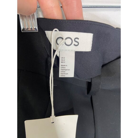 NWT COS Wide Leg Drape Relaxed Tailored Black High Rise Trouser Pants-sz 2 - Picture 2 of 8